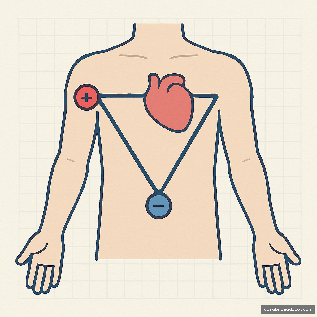 Disposición de electrodos para derivaciones bipolares y triángulo de Einthoven