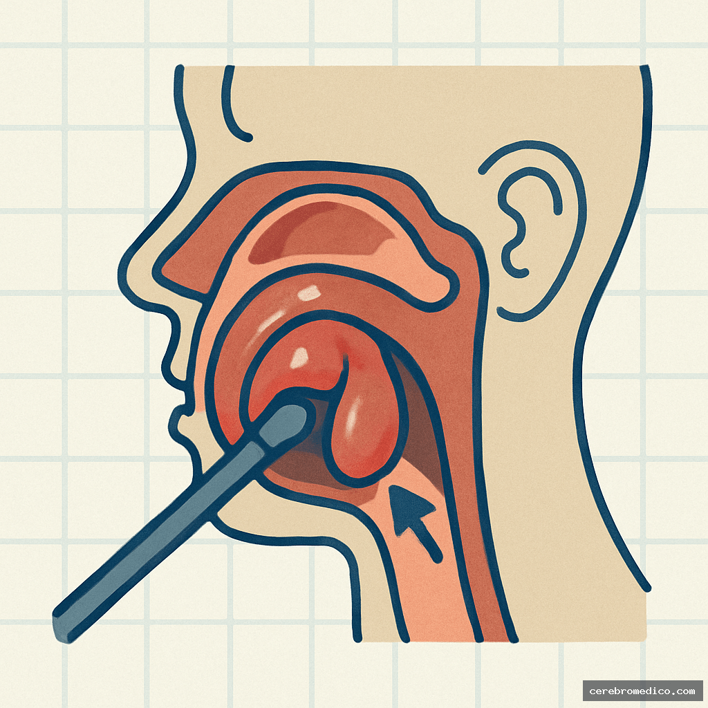 Imagen endoscópica de un pólipo antrocoanal (flecha)
