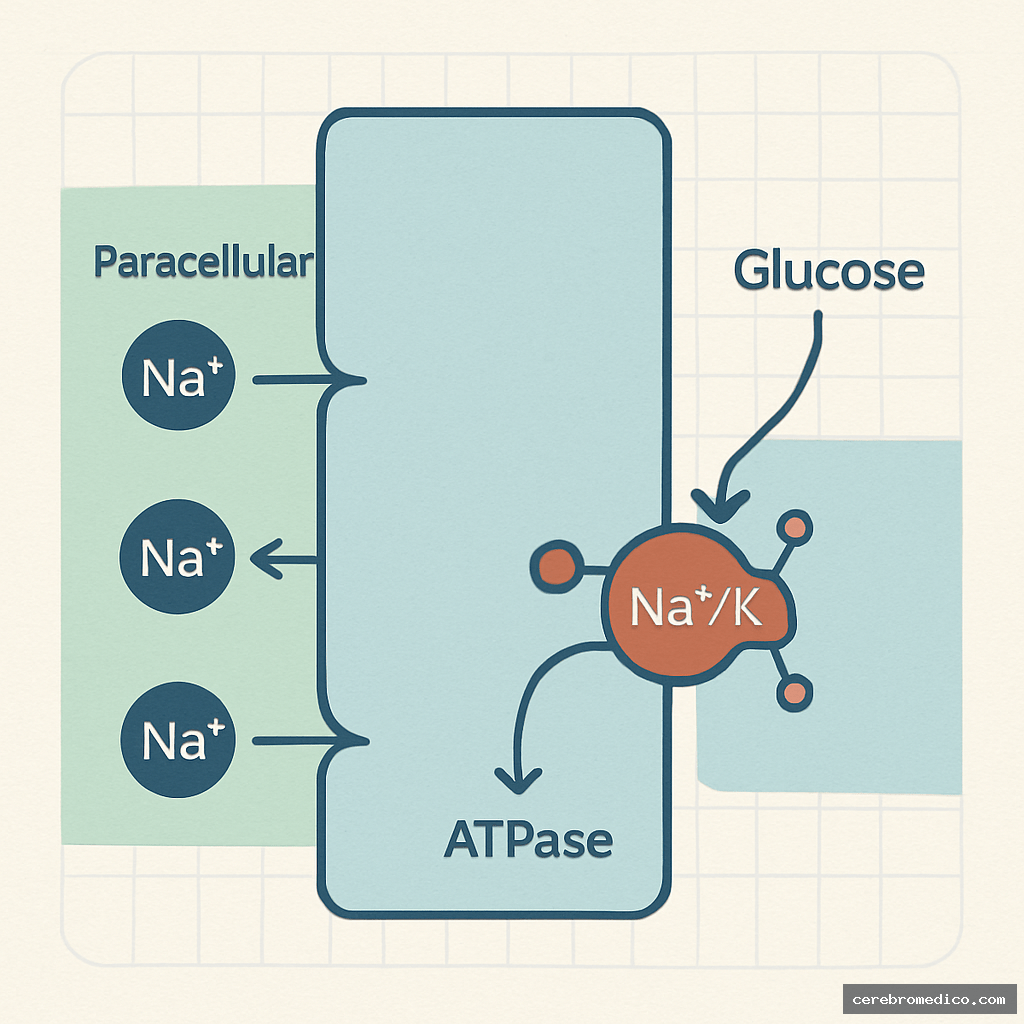 Esquema de reabsorción tubular en el túbulo proximal