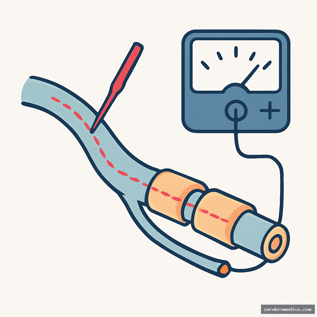 Medición del potencial de membrana con microelectrodo en fibra nerviosa