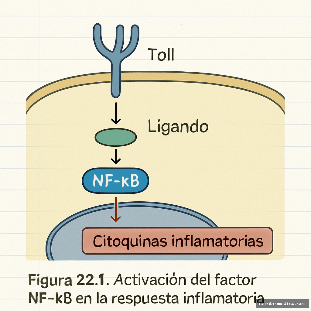Figura 22.1. Activación del factor NF-kB en la respuesta inflamatoria.
