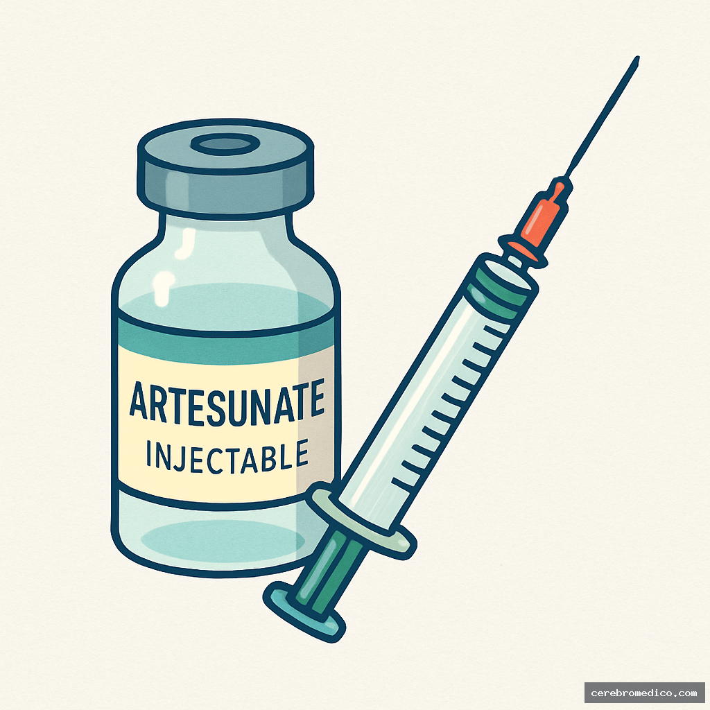 Injeção de artesunato para o tratamento da malária grave.